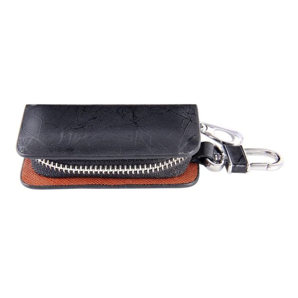 Universal Leather Roots Texture Waist Hanging Zipper Wallets Key Holder Bag (No Include Key) (Black) - Image 4