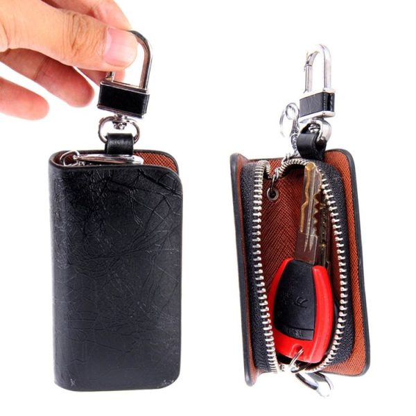 Universal Leather Roots Texture Waist Hanging Zipper Wallets Key Holder Bag (No Include Key) (Black) - Image 8