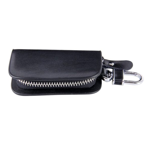 Universal Leather Wood Grain Texture Waist Hanging Zipper Wallets Key Holder Bag (No Include Key) (Black) - Image 4