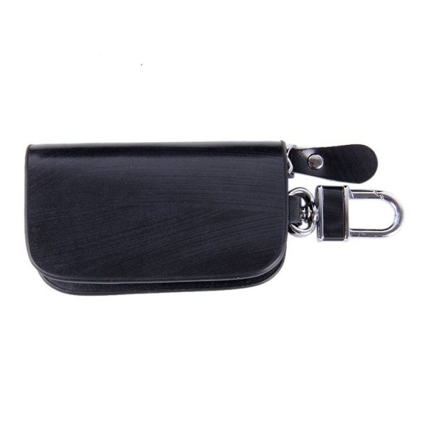 Universal Leather Wood Grain Texture Waist Hanging Zipper Wallets Key Holder Bag (No Include Key) (Black) - Image 5