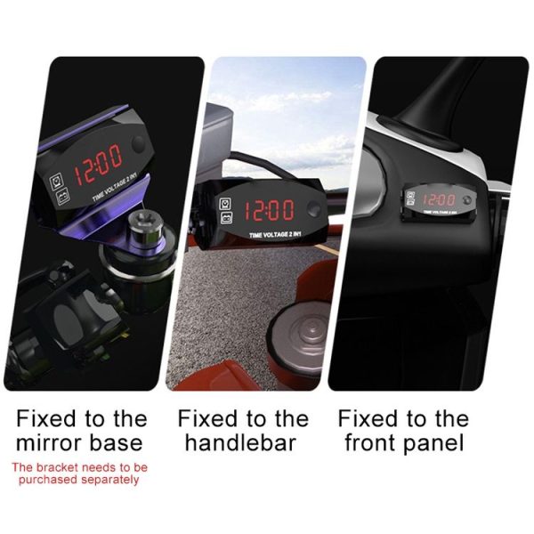 Motorcycle Multi-functional 2 in 1 Digital Display Voltmeter + Electronic Clock, 6-30V IP67 (Red Light) - Image 7