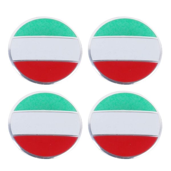 4 PCS Italy Flag Metal Car Sticker Wheel Hub Caps Centre Cover Decoration - Image 2