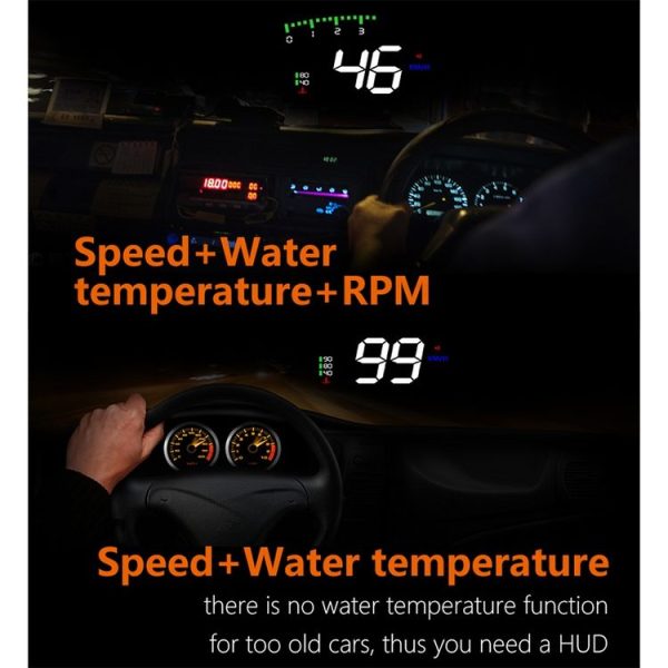 A900 OBD2 3.5 inch Vehicle-mounted Head Up Display Security System, Support Car Speed / Engine Revolving Speed Display / Water Temperature / Voltage / Driving Mileage - Image 10