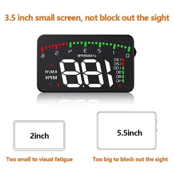 A900 OBD2 3.5 inch Vehicle-mounted Head Up Display Security System, Support Car Speed / Engine Revolving Speed Display / Water Temperature / Voltage / Driving Mileage - Image 3