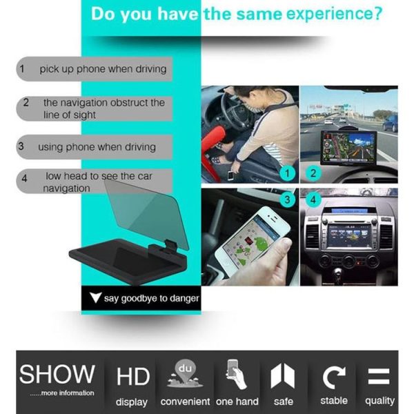 H6 Multi-function Car Smartphone Navigation Head Up Display Holder for 6 Inch Smartphone - Image 9