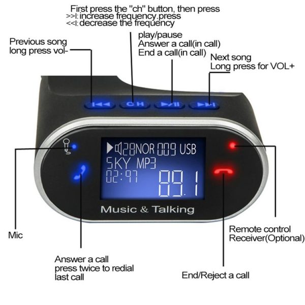630C Chicken Leg Shape Car Stereo Radio MP3 Audio Player, Bluetooth Hands-free Car Kit FM Transmitter - Image 8