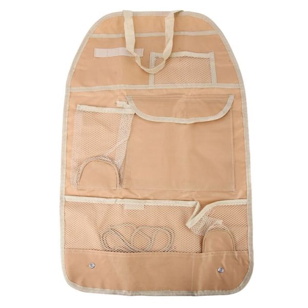 Auto Car Seat Back Organizer Car Seat Hanging Bag Storage for Drinks Cups Phones and Other Items (Khaki) - Image 2