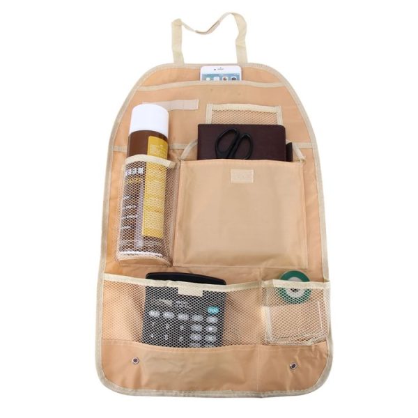 Auto Car Seat Back Organizer Car Seat Hanging Bag Storage for Drinks Cups Phones and Other Items (Khaki) - Image 5