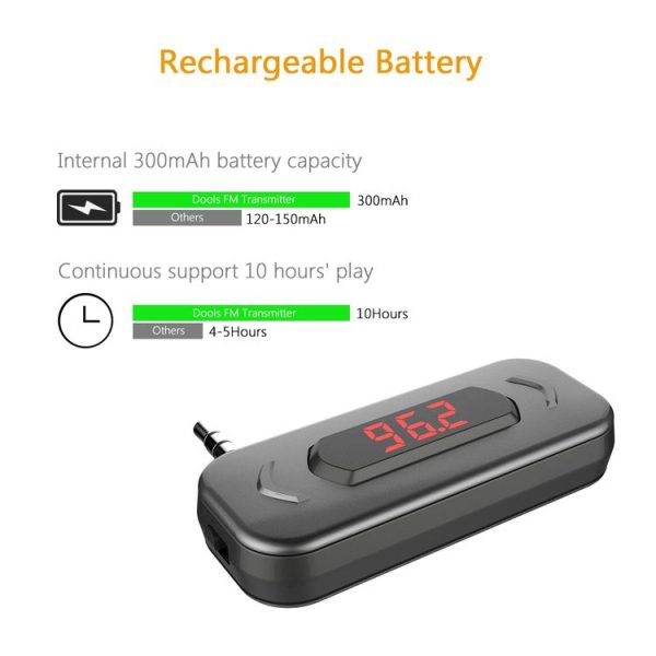 Doosl DSER116 Multifunctional Car FM Transmitter Wireless Music Receiver with 3.5mm Jack & LCD Display, Support Hands-free Call (Black) - Image 4