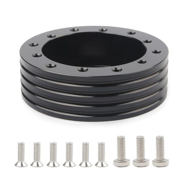 Car Hub for 6-Hole to 3-Hole Steering Wheel Adapter Boss Kit Steering Wheel Spacer Bolts (Black) - Image 2