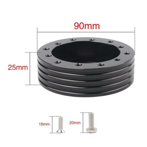 Car Hub for 6-Hole to 3-Hole Steering Wheel Adapter Boss Kit Steering Wheel Spacer Bolts (Black) - Image 6