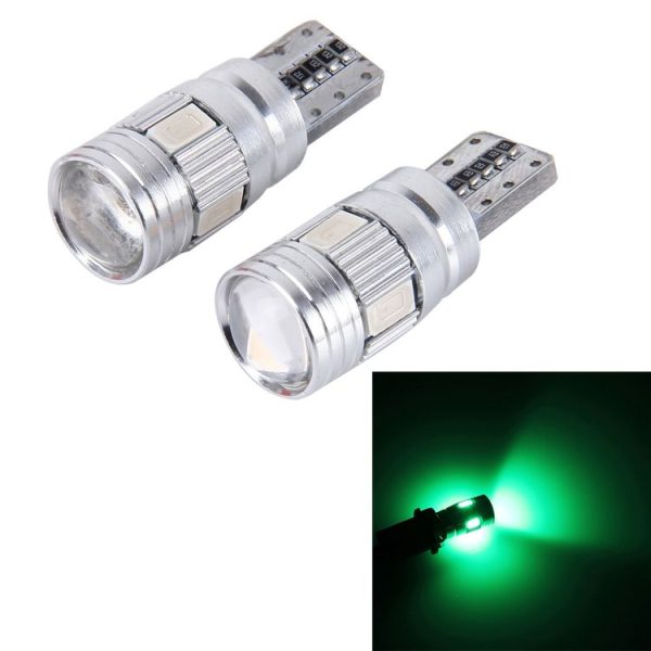 2PCS T10 3W 6 SMD 5630 LED Error-Free Canbus Car Clearance Lights Lamp, DC 12V (Green Light)