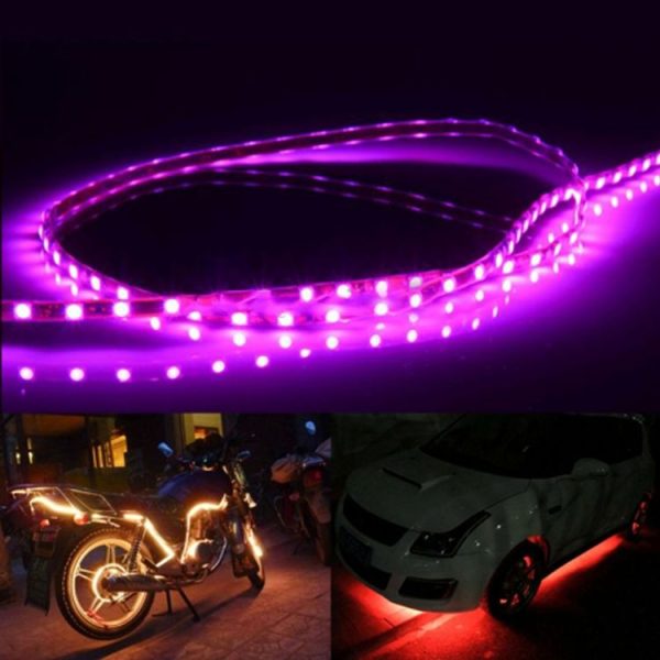5 PCS Flow Style 45 LED 3528 SMD Waterproof Flexible Car Strip Light for Car Decoration, DC 12V, Length: 90cm (Pink Light) - Image 5