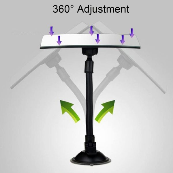 360 Degree Car Adjustable Interior Windshield Rectangular Blind Spot Mirror with Suck Cup Holder - Image 5