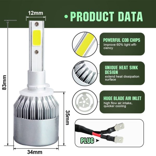 2pcs 880 / 881 18W 1800LM 6000K Waterproof IP68 Car Auto LED Headlight with 2 COB LED Lamps, DC 9-36V (White Light) - Image 3