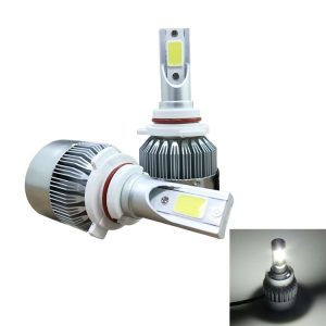 2 PCS C9 9006 18W 1800LM 6000K Waterproof IP68 Car Auto LED Headlight with 2 COB LED Lamps, DC 9-36V (White Light)