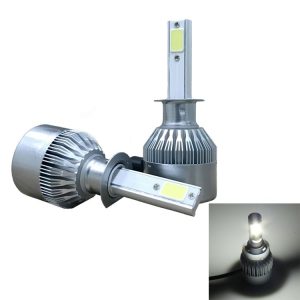 2pcs H1 18W 1800LM 6000K Waterproof IP68 Car Auto LED Headlight with 2 COB LED Lamps, DC 9-36V (White Light)