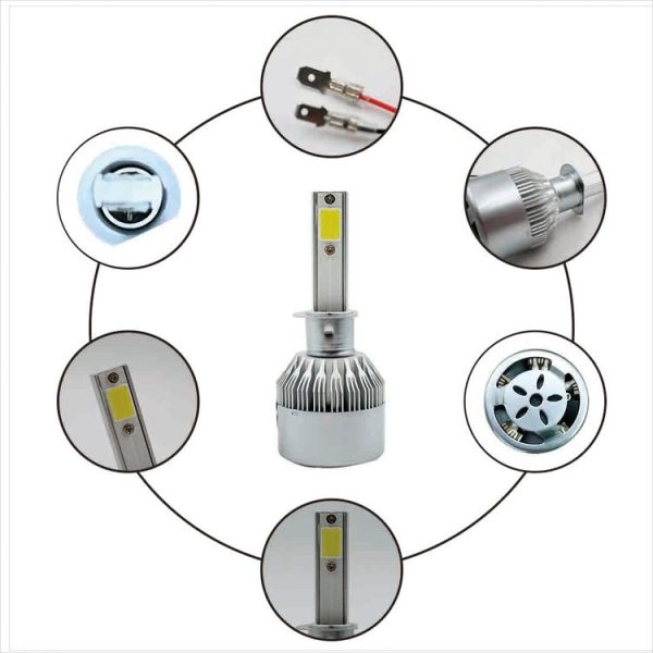 2pcs H1 18W 1800LM 6000K Waterproof IP68 Car Auto LED Headlight with 2 COB LED Lamps, DC 9-36V (White Light) - Image 5
