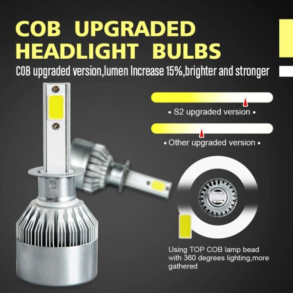 2pcs H1 18W 1800LM 6000K Waterproof IP68 Car Auto LED Headlight with 2 COB LED Lamps, DC 9-36V (White Light) - Image 6