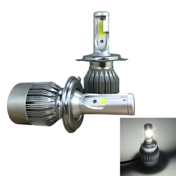 2pcs H4 18W 1800LM 6000K Waterproof IP68 Car Auto LED Headlight with 2 COB LED Lamps, DC 9-36V (White Light)
