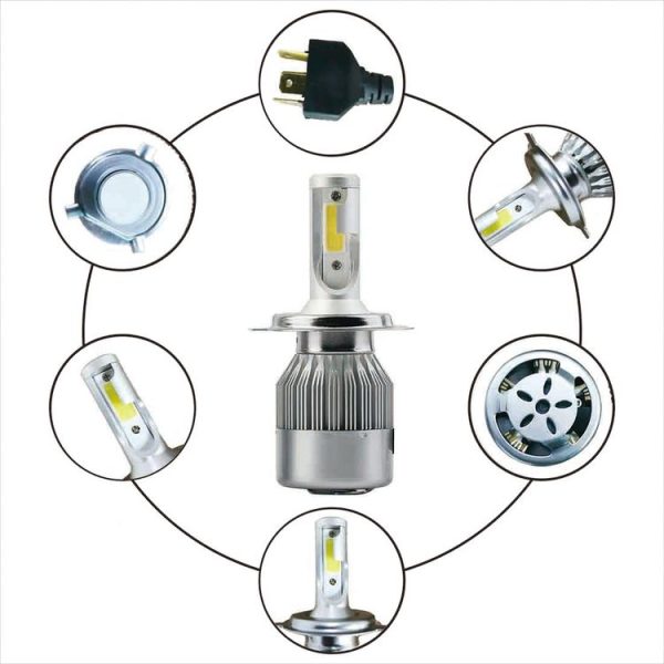 2pcs H4 18W 1800LM 6000K Waterproof IP68 Car Auto LED Headlight with 2 COB LED Lamps, DC 9-36V (White Light) - Image 5