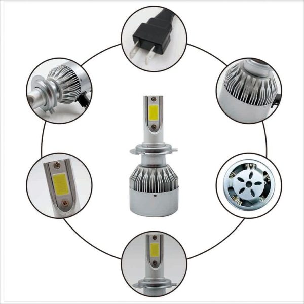 2pcs H7 18W 1800LM 6000K Waterproof IP68 Car Auto LED Headlight with 2 COB LED Lamps, DC 9-36V (White Light) - Image 5