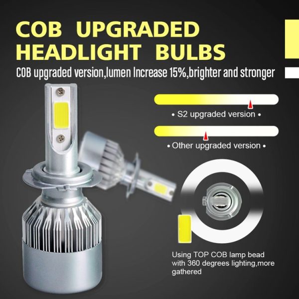 2pcs H7 18W 1800LM 6000K Waterproof IP68 Car Auto LED Headlight with 2 COB LED Lamps, DC 9-36V (White Light) - Image 6
