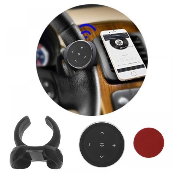 Car Wireless Bluetooth Controller Mobile Phone Multimedia Multi-functional Steering Wheel Remote Controller with Holder (Black) - Image 11
