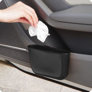 Car Cup Holder Garbage Can Portable Vehicle Trash Can Bin Rubbish Bin Organizer Car-mounted Trash Car Storage Box (Black)