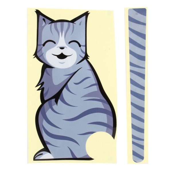Vehicle Car Rear Windshield Window Wiper Reflective Self-Adhesive Smiling Cat Moving Tail Vinyl Decal Sticker - Image 4