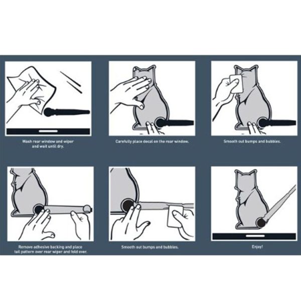 Vehicle Car Rear Windshield Window Wiper Reflective Self-Adhesive Smiling Cat Moving Tail Vinyl Decal Sticker - Image 5
