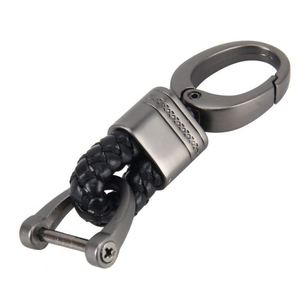 Weaving Band Metal Car Key Ring Braided Belt Key Chain (Black) - Image 2