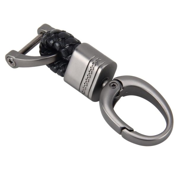 Weaving Band Metal Car Key Ring Braided Belt Key Chain (Black) - Image 3