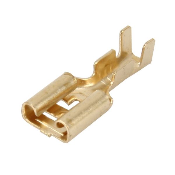 100 PCS 6.3mm Cable Spade Plug Connector Gold Plated Copper Cable Terminal DIY Terminal Connectors - Image 2