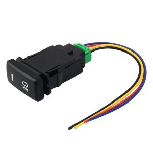 Car Fog Light Lamp Indicator 5 PIN On and Off Button Switch Control 4 Cable Auto Car Fog Light 5 Pin Switch On-Off Button Switch for Toyota, Large Size: 6*2.8*1.7cm (Yellow Light)