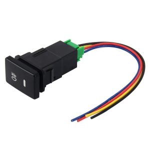 Car Fog Light Lamp Indicator 5 PIN On and Off Button Switch Control 4 Cable Auto Car Fog Light 5 Pin Switch On-Off Button Switch for Toyota, Small Size: 5*2.2*1.7cm (Yellow Light)