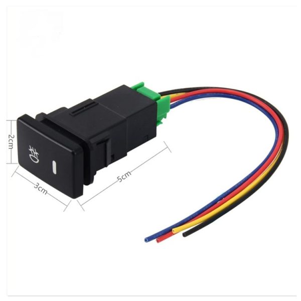 Car Fog Light Lamp Indicator 5 PIN On and Off Button Switch Control 4 Cable Auto Car Fog Light 5 Pin Switch On-Off Button Switch for Toyota, Small Size: 5*2.2*1.7cm (Yellow Light) - Image 6