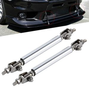 2 PCS Car Modification Large Surrounded By The Rod Telescopic Lever Front and Rear Bars Fixed Front Lip Back Shovel Adjustable Small Rod, Length: 7.5cm (Silver)