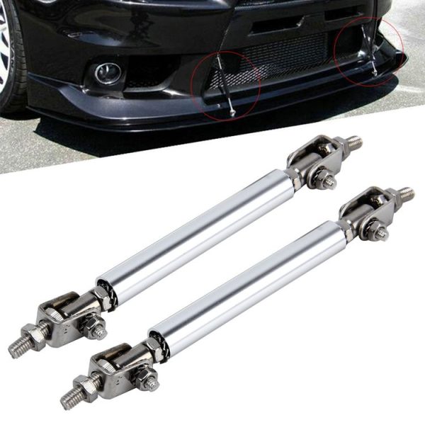 2 PCS Car Modification Large Surrounded By The Rod Telescopic Lever Front and Rear Bars Fixed Front Lip Back Shovel Adjustable Small Rod, Length: 7.5cm (Silver)