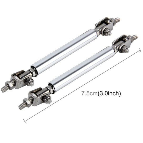 2 PCS Car Modification Large Surrounded By The Rod Telescopic Lever Front and Rear Bars Fixed Front Lip Back Shovel Adjustable Small Rod, Length: 7.5cm (Silver) - Image 2