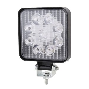DC 10-30V 27W 2500LM 6000K Waterproof Vehicle Car Boat Marine External Work Lights Emergency Lights 30 Degrees Adjustable Spot Light LED Car Bulbs with 9 Intense Wafer LED Lights (White Light)