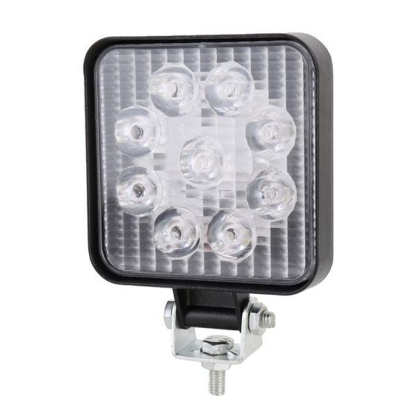 DC 10-30V 27W 2500LM 6000K Waterproof Vehicle Car Boat Marine External Work Lights Emergency Lights 30 Degrees Adjustable Spot Light LED Car Bulbs with 9 Intense Wafer LED Lights (White Light)