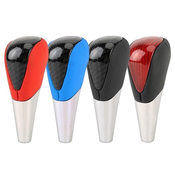 Universal High Carbon Fiber Texture Leather Hole Pattern Car Gear Shift Knob Modified Shifter Lever Knob - Image 6
