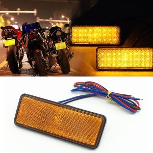 2 PCS Motorcycle Car Trailer DC 12-15V 24-LED Indicator Lamp Reflector Rectangle Marker Tail Light, Light Color: Red (Steady + Flash Lighting) (Yellow)