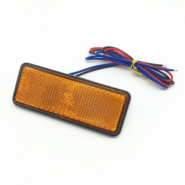 2 PCS Motorcycle Car Trailer DC 12-15V 24-LED Indicator Lamp Reflector Rectangle Marker Tail Light, Light Color: Red (Steady + Flash Lighting) (Yellow) - Image 2