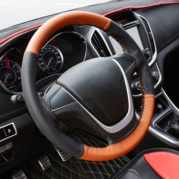 Four Seasons Genuine Leather Hand-stitched Car Adaptation Steering Wheel Cover for 38cm Steering Wheel - Image 11