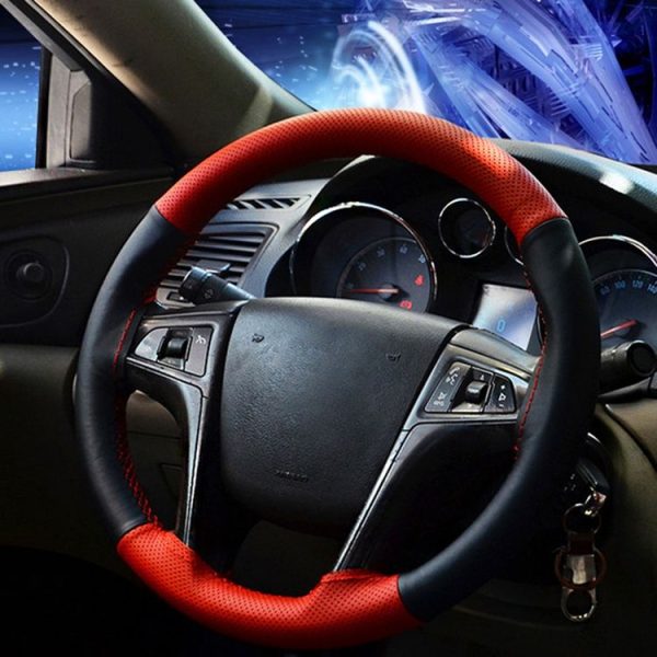 Four Seasons Genuine Leather Hand-stitched Car Adaptation Steering Wheel Cover for 38cm Steering Wheel - Image 12