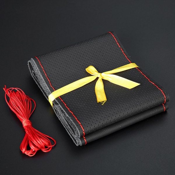 Four Seasons Genuine Leather Hand-stitched Car Adaptation Steering Wheel Cover for 38cm Steering Wheel - Image 2