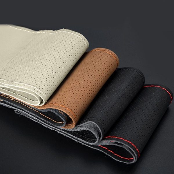 Four Seasons Genuine Leather Hand-stitched Car Adaptation Steering Wheel Cover for 38cm Steering Wheel - Image 3