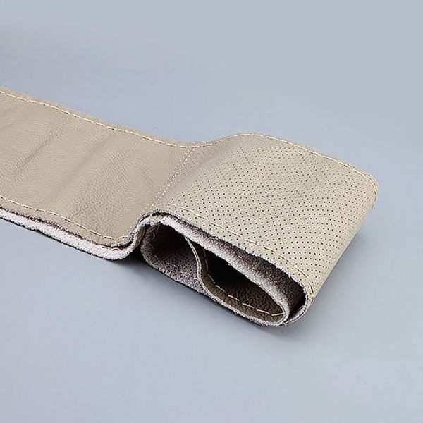 Car Universal Genuine Leather Hand-stitched Steering Wheel Cover (Grey) - Image 3